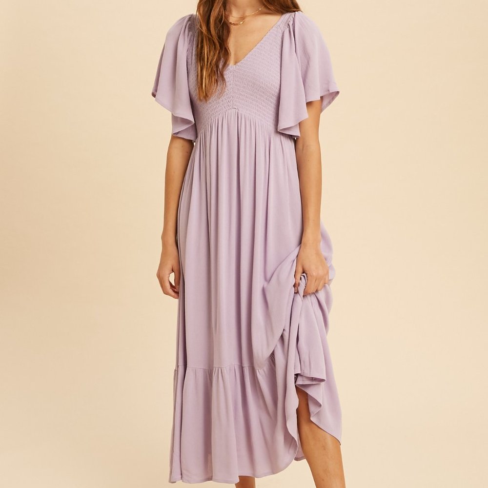 NWT Smocked Flutter Sleeve dress